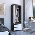 TUHOME Lisboa Armoire with Double Doors, 2 Drawers, and Hanging Rod