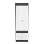 TUHOME Lisboa Armoire with Double Doors, 2 Drawers, and Hanging Rod