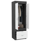 TUHOME Lisboa Armoire with Double Doors, 2 Drawers, and Hanging Rod