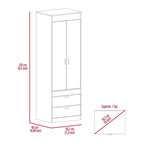 TUHOME Lisboa Armoire with Double Doors, 2 Drawers, and Hanging Rod