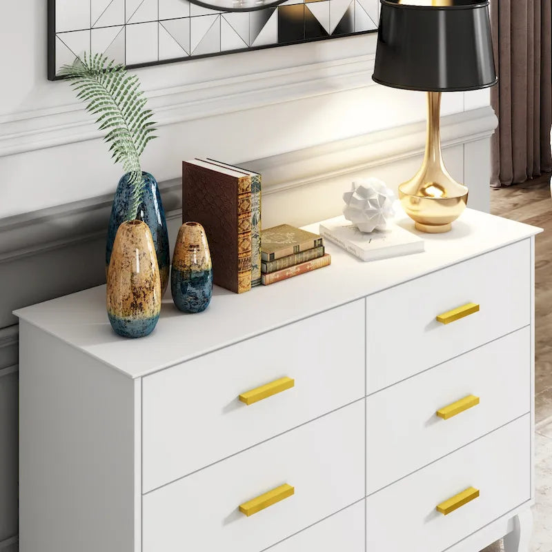 6 Drawer Dresser Modern Wood Storage Chest of Drawers for Living Room