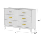 6 Drawer Dresser Modern Wood Storage Chest of Drawers for Living Room