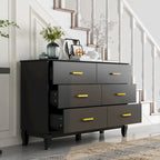 6 Drawer Dresser Modern Wood Storage Chest of Drawers for Living Room