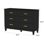 6 Drawer Dresser Modern Wood Storage Chest of Drawers for Living Room