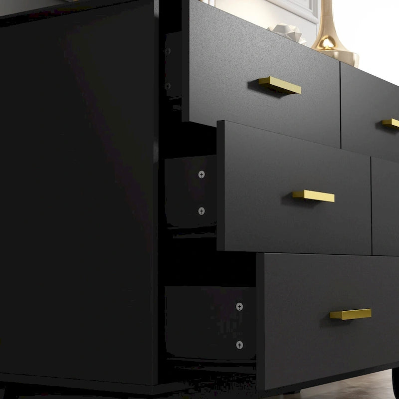 6 Drawer Dresser Modern Wood Storage Chest of Drawers for Living Room