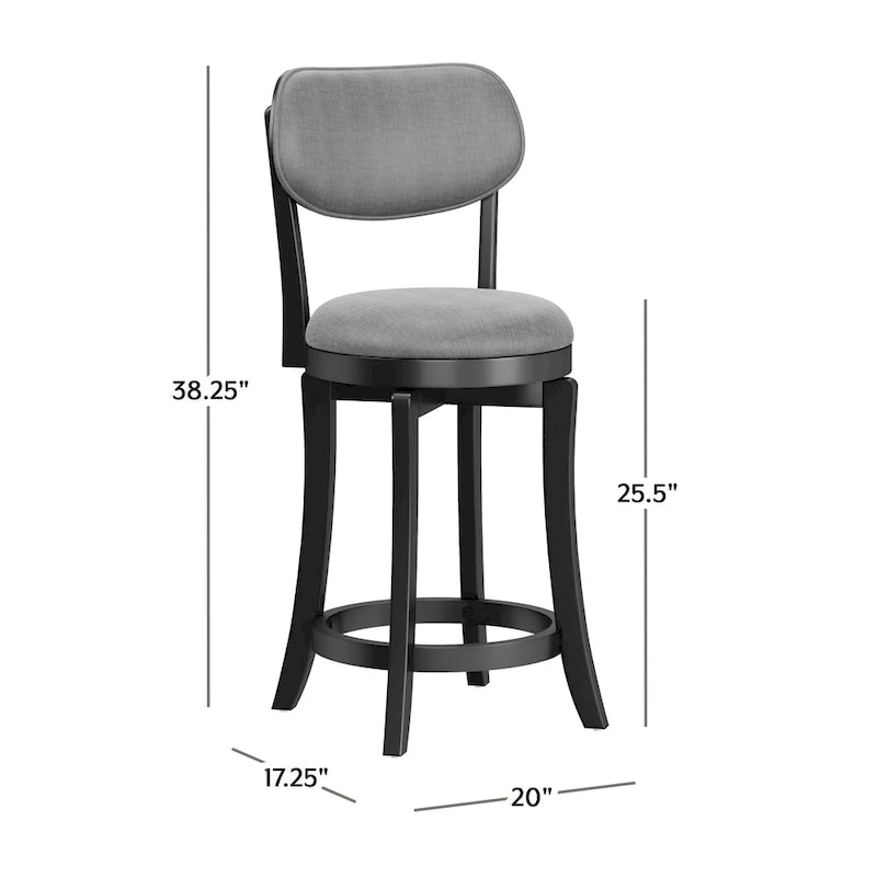 Hillsdale Sloan Wood Upholstered Swivel Counter Stool - 38.25H x 20W x 17.5D; Seat Height: 25.5H