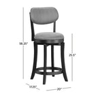 Hillsdale Sloan Wood Upholstered Swivel Counter Stool - 38.25H x 20W x 17.5D; Seat Height: 25.5H