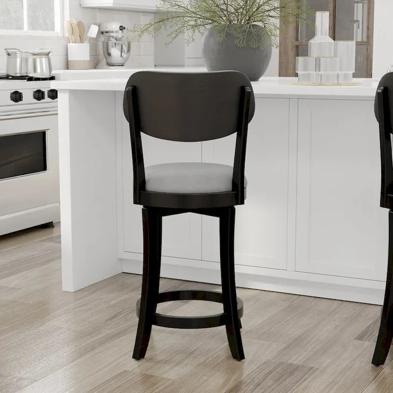 Hillsdale Sloan Wood Upholstered Swivel Counter Stool - 38.25H x 20W x 17.5D; Seat Height: 25.5H