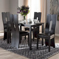 Contemporary Brown Faux Leather 5-Piece Dining Set by Baxton Studio