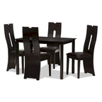 Contemporary Brown Faux Leather 5-Piece Dining Set by Baxton Studio