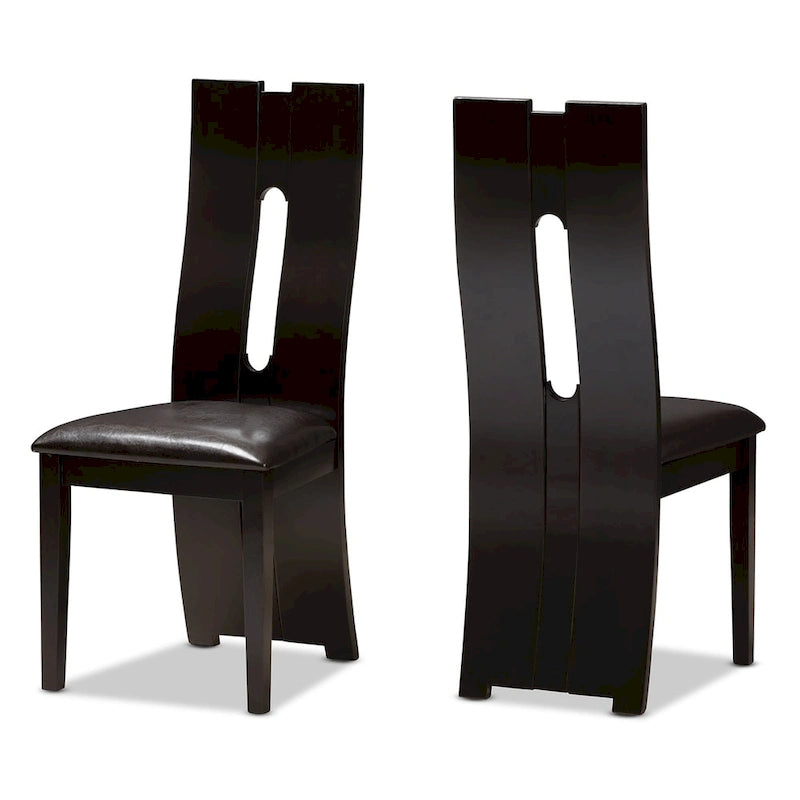 Contemporary Brown Faux Leather 5-Piece Dining Set by Baxton Studio