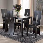 Contemporary Brown Faux Leather 5-Piece Dining Set by Baxton Studio