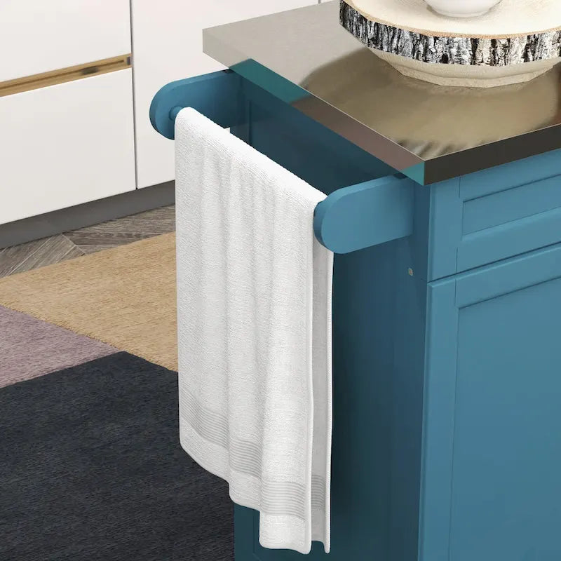 HOMCOM Kitchen Island on Wheels, Rolling Kitchen Cart with Stainless Steel Countertop, Drawer, Gray