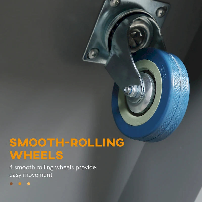 HOMCOM Rolling Kitchen Island with Storage, Portable Kitchen Cart with Stainless Steel Top, Gray