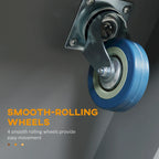 HOMCOM Rolling Kitchen Island with Storage, Portable Kitchen Cart with Stainless Steel Top, Gray