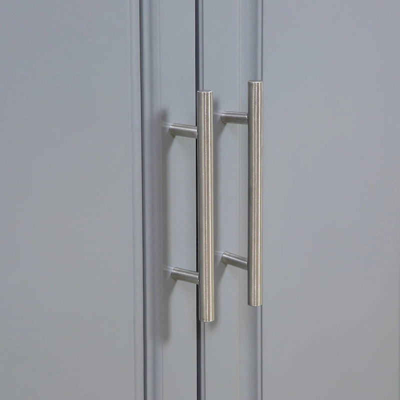 HOMCOM Rolling Kitchen Island with Storage, Portable Kitchen Cart with Stainless Steel Top, Gray