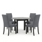 Paulina Contemporary Grey Faux Marble 5-Piece Round Dining Table Set by Furniture of America