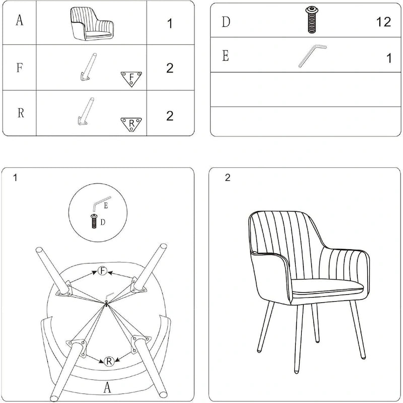Modern Living Dining Room Accent Arm Chairs (Set of 2) by CangLong - N/A
