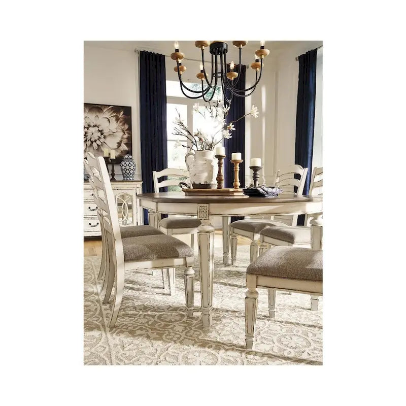 Signature Design by Ashley Nettle Bank Chipped White Dining Room Chair (Set of 2)