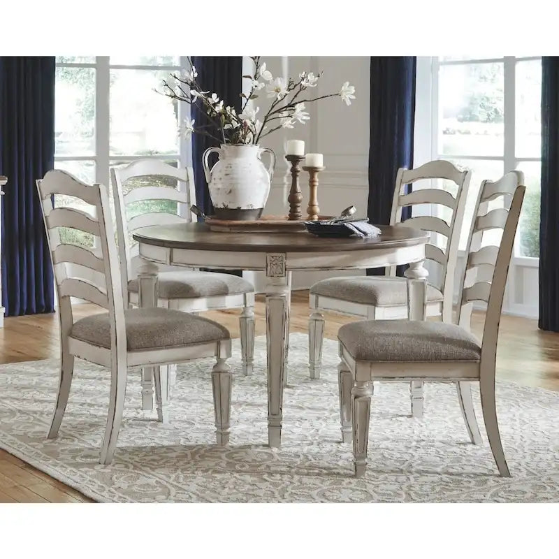 Signature Design by Ashley Nettle Bank Chipped White Dining Room Chair (Set of 2)
