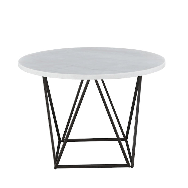 Steve Silver Ranger White Marble Top Round Dining Table