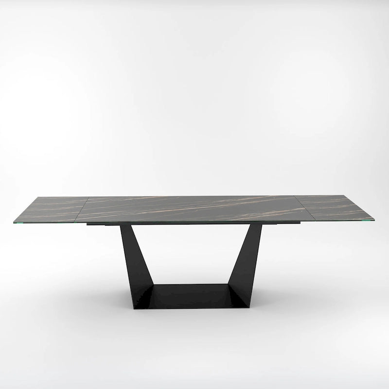 Davee Extendable Dining Table with Slate black Ceramic Top - 106.3/70.87*35.43*29.53