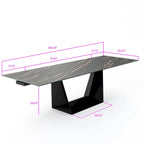 Davee Extendable Dining Table with Slate black Ceramic Top - 106.3/70.87*35.43*29.53