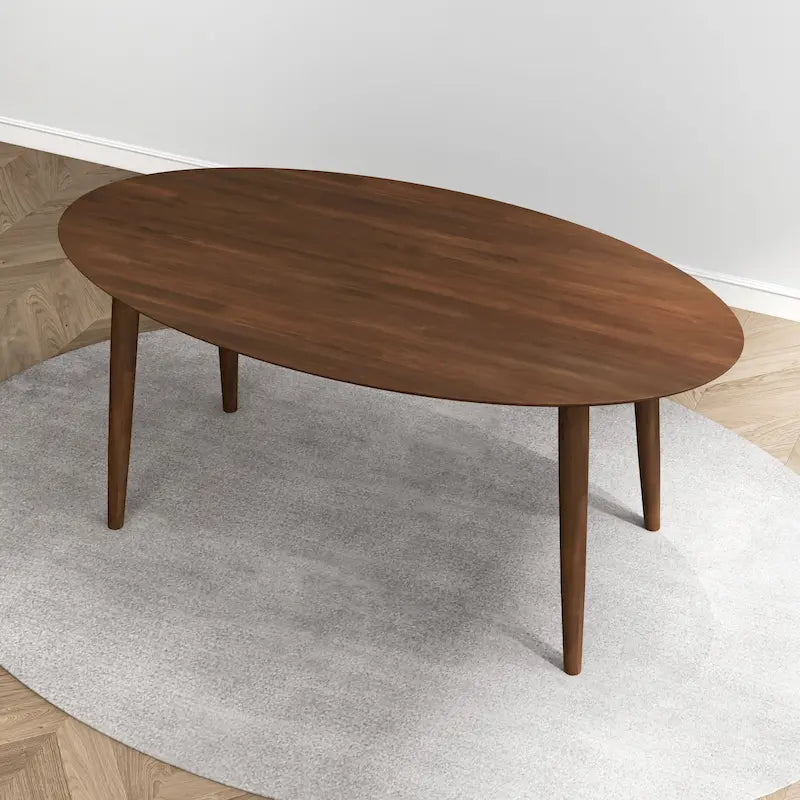 Kailey Mid Century 67-inch Oval Solid Wood Dining Table in Brown - 67 inches