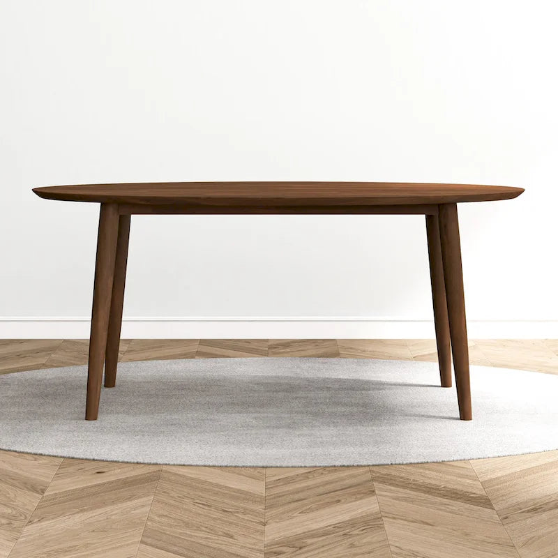 Kailey Mid Century 67-inch Oval Solid Wood Dining Table in Brown - 67 inches