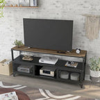 Conner Rustic Black and Dark Walnut 70-inch Steel 2-Shelf TV Console by Furniture of America