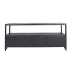 Conner Rustic Black and Dark Walnut 70-inch Steel 2-Shelf TV Console by Furniture of America