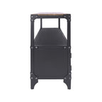 Conner Rustic Black and Dark Walnut 70-inch Steel 2-Shelf TV Console by Furniture of America