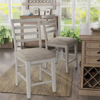 Furniture of America Biaz Farmhouse White Wood Counter Height Chairs (Set of 2)