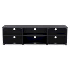 Fiji Black TV Stand with Glass Doors, For TVs up to 85 Inches