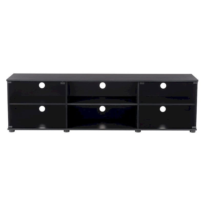 Fiji Black TV Stand with Glass Doors, For TVs up to 85 Inches