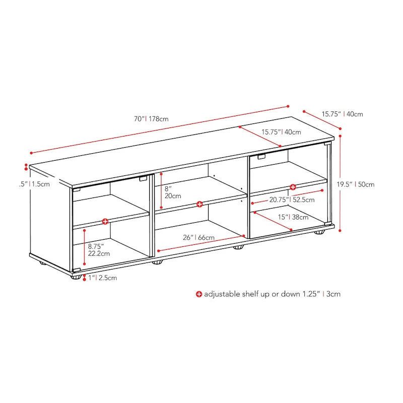 Fiji Black TV Stand with Glass Doors, For TVs up to 85 Inches