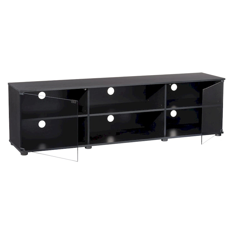 Fiji Black TV Stand with Glass Doors, For TVs up to 85 Inches