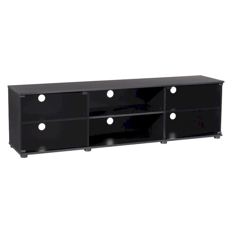Fiji Black TV Stand with Glass Doors, For TVs up to 85 Inches