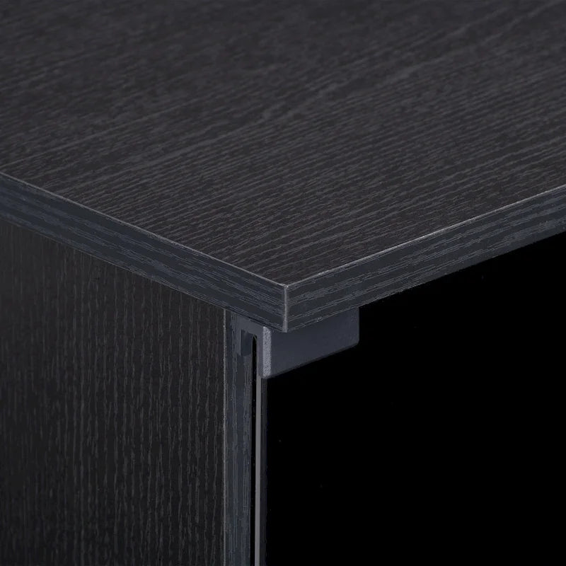 Fiji Black TV Stand with Glass Doors, For TVs up to 85 Inches