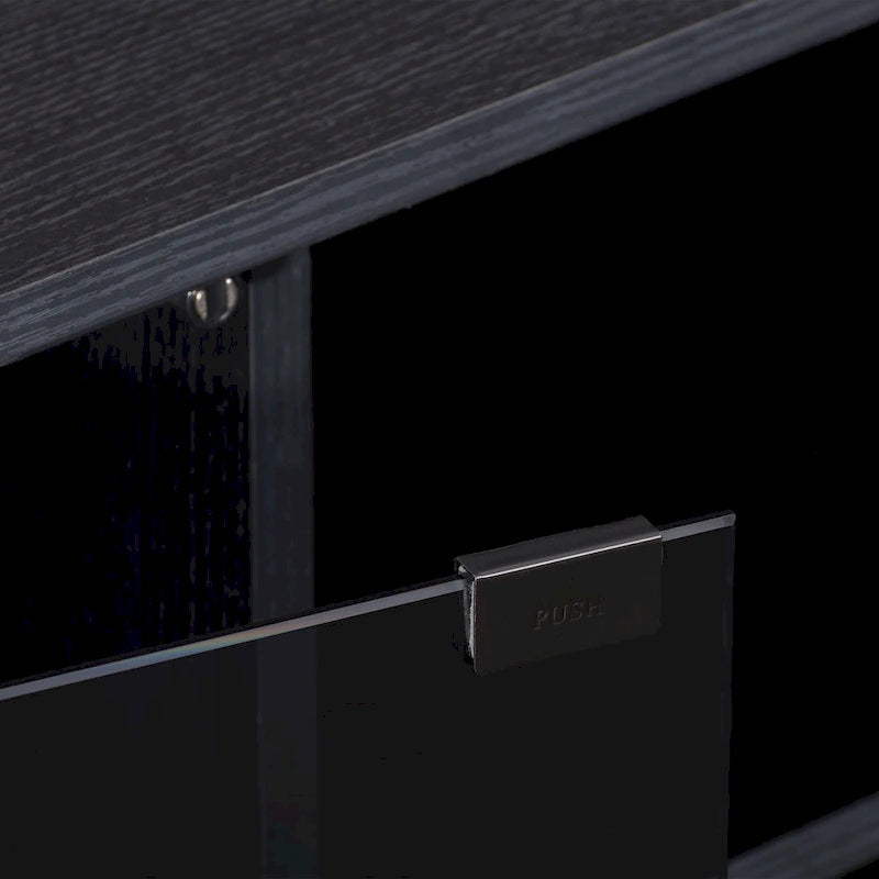Fiji Black TV Stand with Glass Doors, For TVs up to 85 Inches