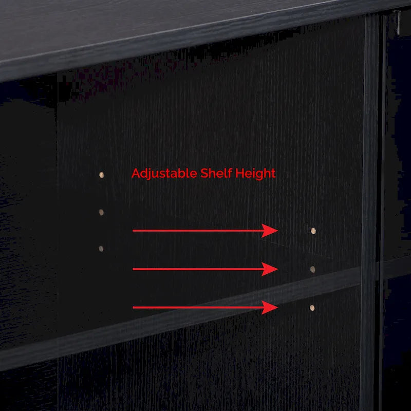 Fiji Black TV Stand with Glass Doors, For TVs up to 85 Inches