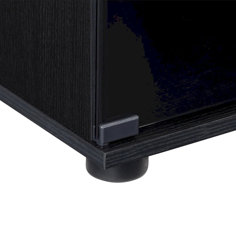 Fiji Black TV Stand with Glass Doors, For TVs up to 85 Inches
