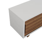 DH BASIC Mid-Century Modern White and Walnut 62-inch Wide 6-Shelf TV Stand by Denhour