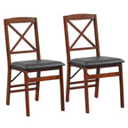 2 Pack Folding Dining Chairs Foldable Chairs with PVC Padded Seat