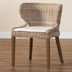 bali & pari Niesha Bohemian Grey Natural Kubu Rattan and Mahogany Wood Dining Chair