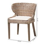 bali & pari Niesha Bohemian Grey Natural Kubu Rattan and Mahogany Wood Dining Chair