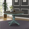 Roundhill Furniture Prato Round 2-tone Blue and Brown Wood Dining Table