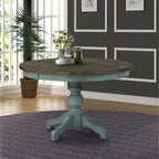 Roundhill Furniture Prato Round 2-tone Blue and Brown Wood Dining Table