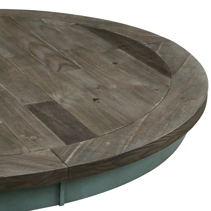 Roundhill Furniture Prato Round 2-tone Blue and Brown Wood Dining Table