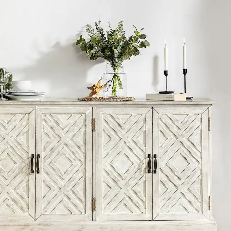 Angel Traditional Distressed Storage Sideboard with Adjustable Shelves by HULALA HOME